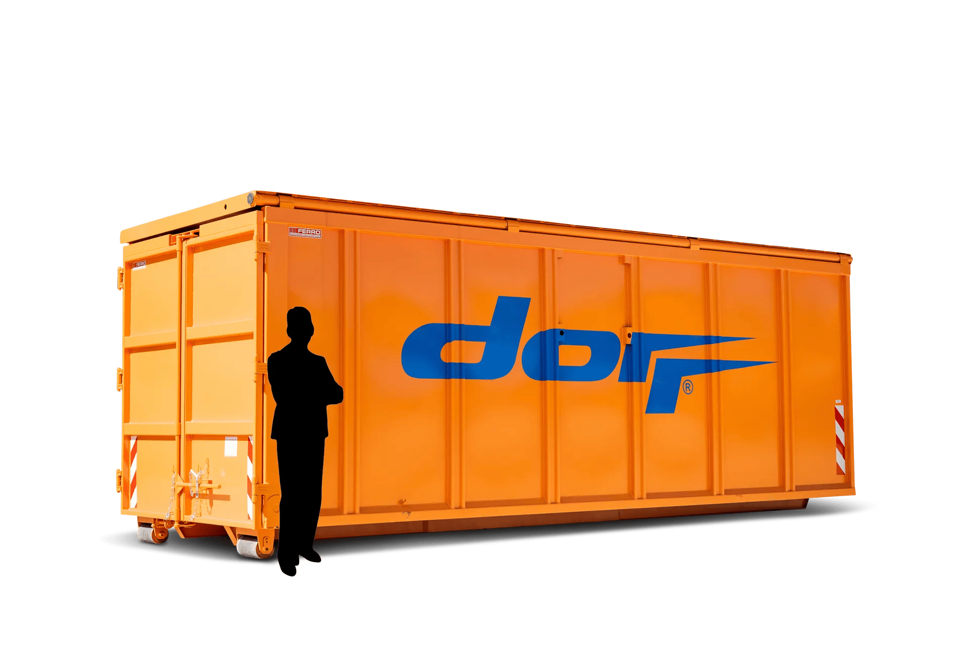 Orange Dorr roll-off container