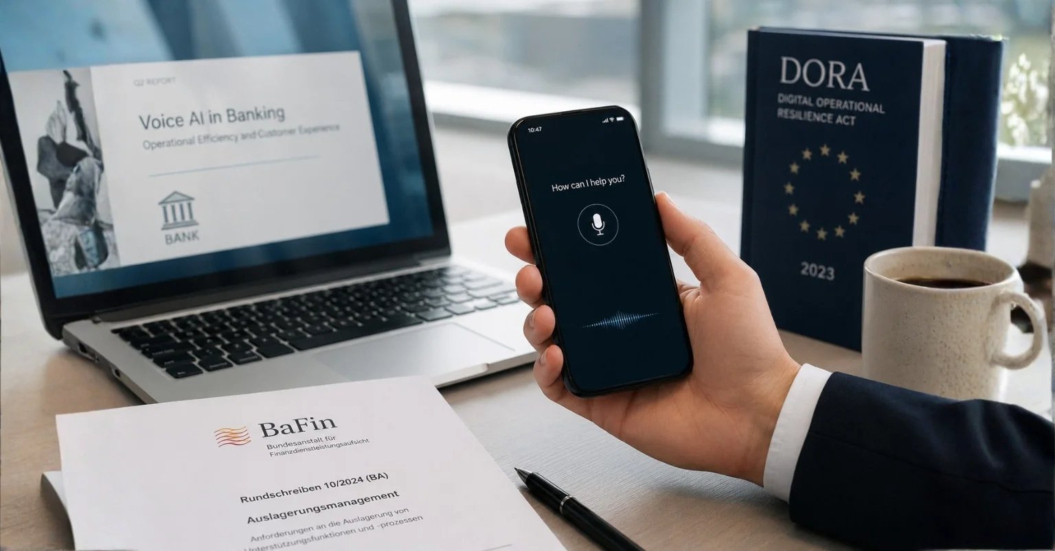 IA de voz en la banca: Normas de BaFin y DORA para 2026