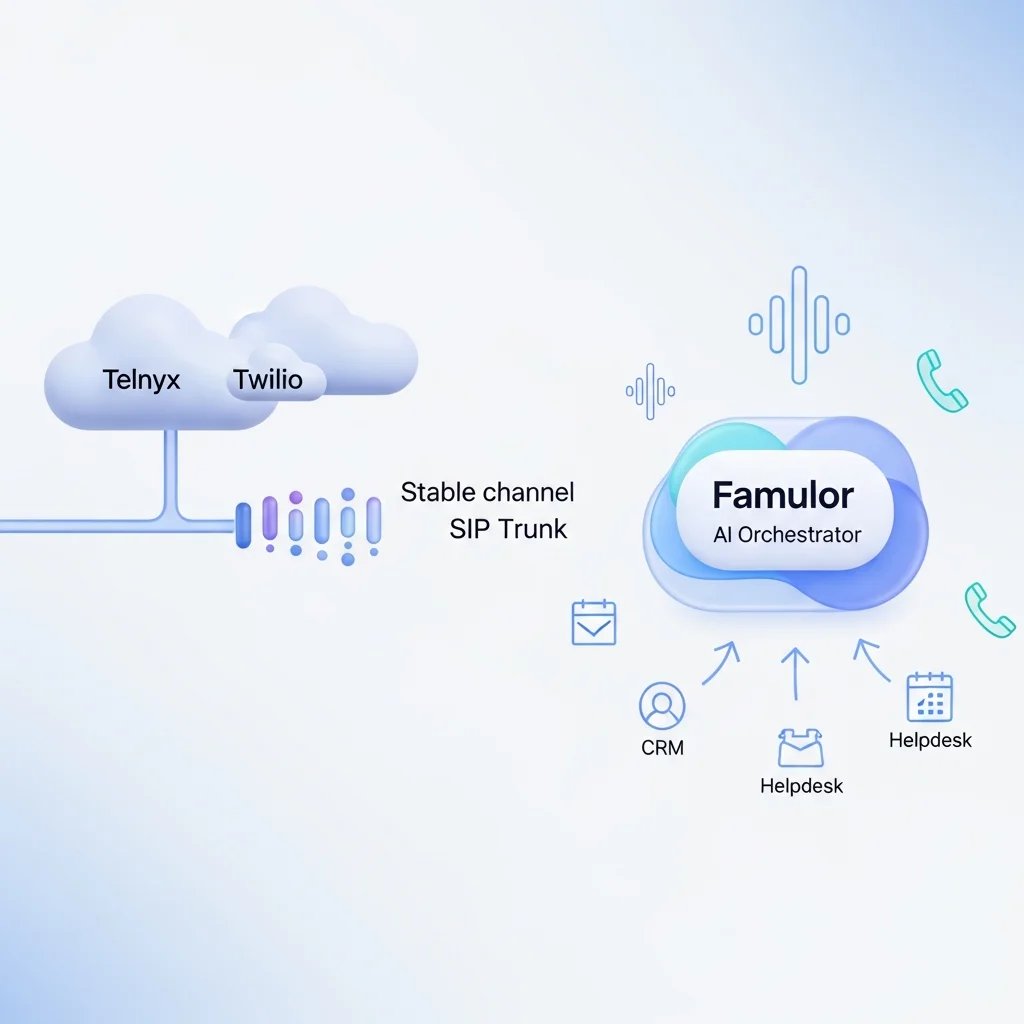 Telnyx, Twilio, and SIP Trunks: Seamless Integration with Famulor for Your AI Telephony