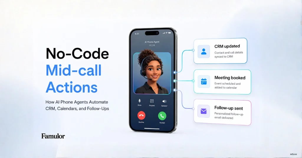 No-Code Mid-call Actions: Wie AI Phone Agents CRM, Kalender und Follow-ups automatisieren