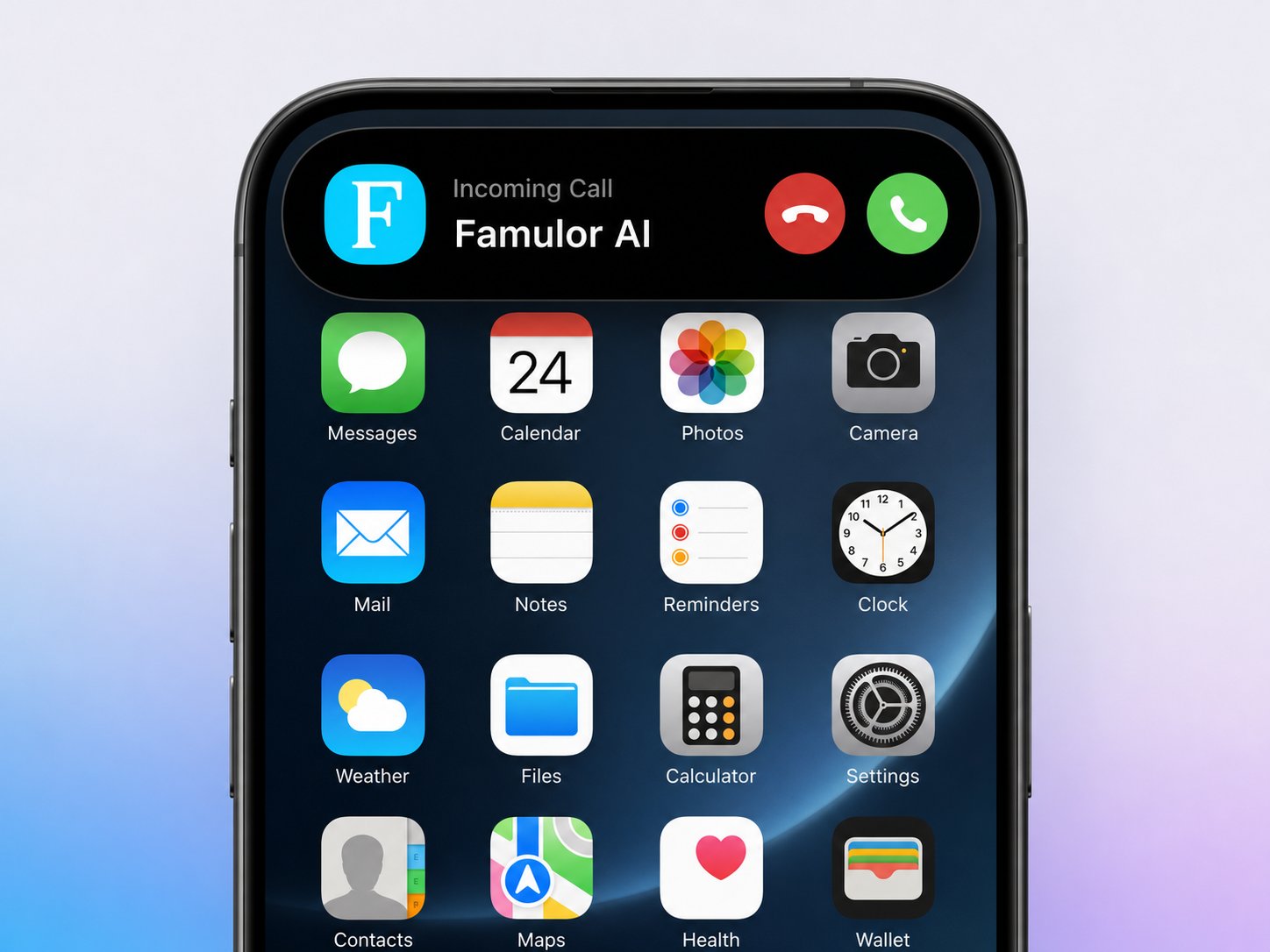 Famulor AI inkomend gesprek op een smartphone